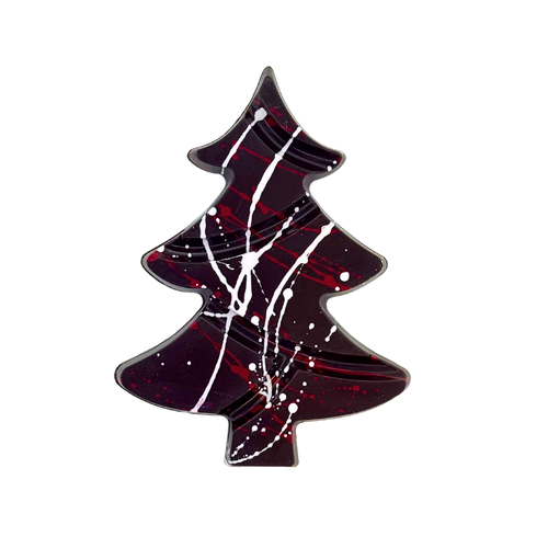 Decorative Christmas tree ornament with a marbled design on a transparent background