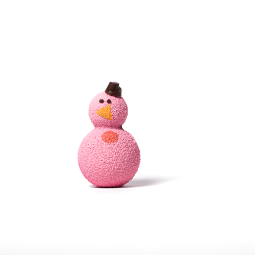 Pink snowman on a white background
