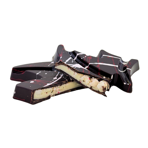 Chocolate bar with a white filling on a transparent background